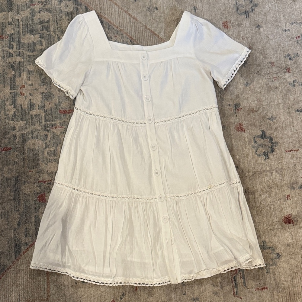 Joy Joy White Button-Front ladies Dress